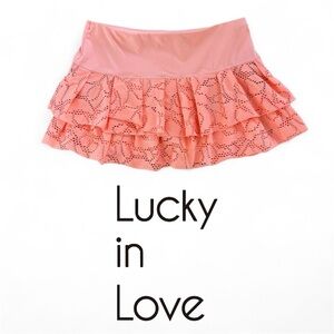 Lucky in Love Coral Pink Ruffle Mini Skirt